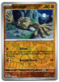 Geodude 074/165 - 151 Common Pokemon TCG Reverse Holo - M/LP Card - Image 1