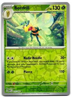 Beedrill 015/165 - 151 Rare Pokemon TCG Reverse Holo - LP Card - Image 1