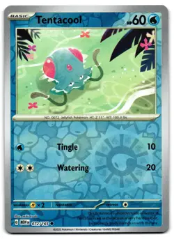 Tentacool 072/165 - 151 Common Pokemon TCG Reverse Holo - M/LP Card - Image 1