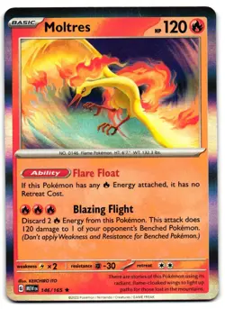 Moltres 146/165 - 151 Rare Pokemon TCG Holo - HP Card - Image 1
