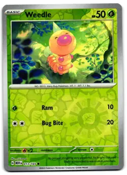Weedle 013/165 - 151 Common Pokemon TCG Reverse Holo - M/LP Card - Image 1