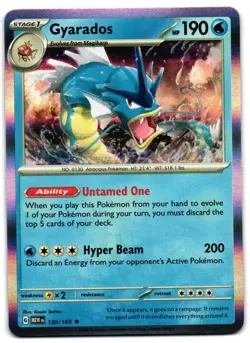 Gyarados 130/165 - 151 Rare Pokemon TCG Holo - M/LP Card - Image 1