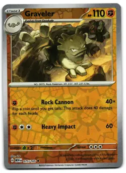 Graveler 075/165 - 151 Uncommon Pokemon TCG Reverse Holo - LP Card - Image 1