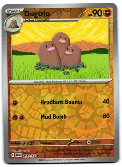 Dugtrio 051/165 - 151 Uncommon Pokemon TCG Reverse Holo - M/LP Card - Image 1