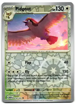 Pidgeot 018/165 - 151 Uncommon Pokemon TCG Reverse Holo - LP Card - Image 1
