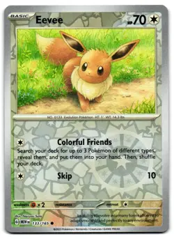 Eevee 133/165 - 151 Common Pokemon TCG Reverse Holo - LP Card - Image 1