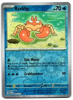Krabby 098/165 - 151 Common Pokemon TCG Reverse Holo - LP Card - Image 1