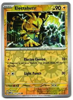 Electabuzz 125/165 - 151 Common Pokemon TCG Reverse Holo - LP Card - Image 1