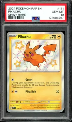 PSA 10 Pikachu 131/091 Shiny Rare Holo Paldean Fates 2024 Pokemon - Image 1