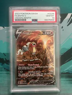 2023 POKEMON SWORD AND SHIELD CROWN ZENITH FULL ART ENTEI V PSA 10 GG36 - Image 1