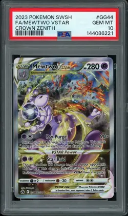 Pokemon Mewtwo VSTAR GG44/GG70 Crown Zenith Galarian Gallery PSA 10 Holo - Image 1