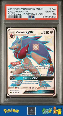 2017 Pokemon SM Hidden Fates Collection Promo 77a/73 Zoroark GX PSA 10 - Image 1
