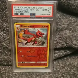 Pokemon Charmeleon Hidden Fates 8/68 Reverse Holo PSA 10 Gem Mint - Image 1