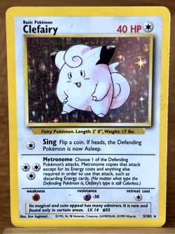 Pokemon TCG Clefairy 5/102 Base Set Holo Rare MP - Image 1