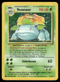 Pokemon Cards Venusaur 15/102 Base Set WOTC Rare MP - Image 1