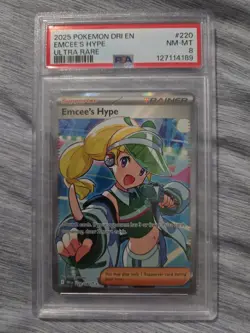 PSA 8 Emcee's Hype Ultra Rare Holo 220/182 Sv10: Destined Rivals 2025 Pokemon - Image 1