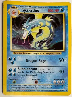 Gyarados Holo 6/102 – 1999 WOTC Base Set Pokemon TCG – MP - Image 1