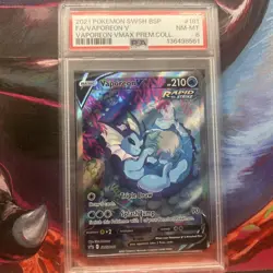 2021 PSA 8 Vaporeon V #181 Full Art Promo Premium Collection Pokemon TCG SWSH - Image 1