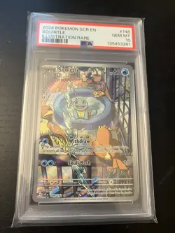 2024 Pokemon Scarlet and Violet English Squirtle Illustration Rare 148 PSA 10 - Image 1