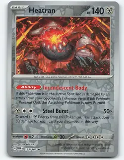 Heatran #123/167 Reverse Holo Pokemon Card SV06: Twilight Masquerade - Image 1