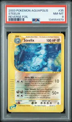Steelix Reverse Holo 35/147 Aquapolis Pokemon PSA 8 - Image 1