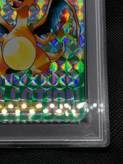 Pokemon Card 1996 Japanese Bandai Carddass Vending Charizard Prism Green PSA 8 - Image 2