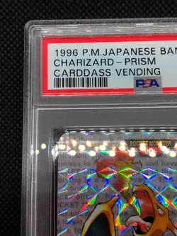 Pokemon Card 1996 Japanese Bandai Carddass Vending Charizard Prism Green PSA 8 - Image 4