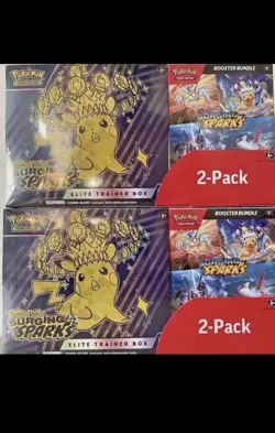 Pokemon Surging Sparks ETB + Booster Bundle Costco 2-pack Sealed x2 (Lot of 2) - Image 1