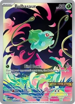 Pokemon Mega Evolution (Stamped) Bulbasaur Holofoil 133/132 SEALED Box Topper - Image 1