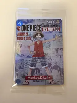 One Piece Monkey.D.Luffy US College Basketball Promo Card *SEALED & MINT* 🏀 - Image 1