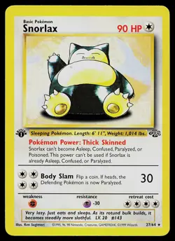 Pokemon Card - Snorlax Jungle 27/64 Rare 1st Edition - Image 1