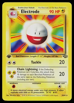 Pokemon Card - Electrode Jungle 18/64 Rare 1st Edition Missprint Error - Image 1