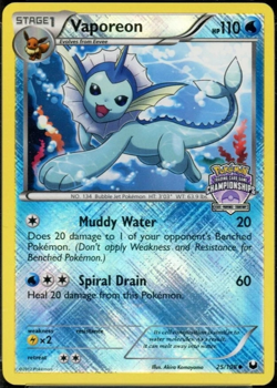 Vaporeon - 25/108 - State Championships Promo Rare Holo - Pokemon Card LP - Image 1