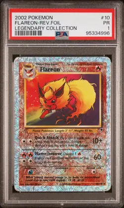 PSA 1 Flareon Reverse Holo 10/110 Legendary Coll 2002 Pokemon Card - Image 1