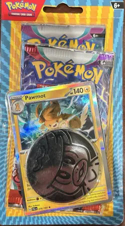 Pokemon TCG Blister 2 Booster Packs with Pawmot Card and Metallic Coin (2024) - Image 1