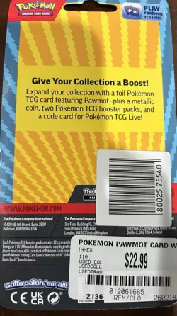 Pokemon TCG Blister 2 Booster Packs with Pawmot Card and Metallic Coin (2024) - Image 2