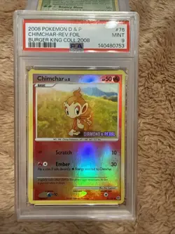 2008 Pokemon Diamond & Pearl Burger King Chimchar #76 Reverse Foil Card PSA 9 - Image 1
