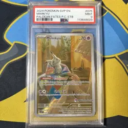 PSA 9 Mimikyu Paldean Fates Pokemon Center Stamp Exclusive ETB SVP 075 - Image 1