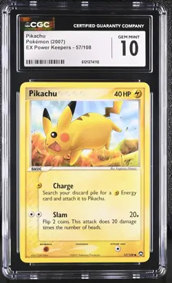 CGC 10 GEM MINT Pikachu 2007 EX Power Keepers 57/108 Pokemon Card - Image 1