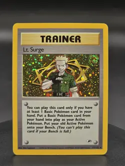 Pokemon TCG Lt. Surge 17/132 (Swirl) Trainer Gym Heroes Unlimited Holo Rare Card - Image 1
