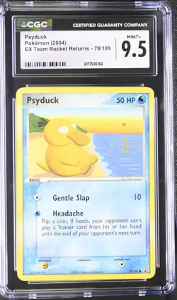 CGC 9.5 MINT+ Psyduck 2004 EX Team Rocket Returns 70/109 Pokemon Card - Image 1