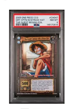 2005 SHONEN JUMP'S LUFFY VINTAGE ONE PIECE THE QUEST BEGINS FOIL CH47 PSA 8 - Image 1