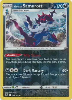Hisuian Samurott 100/189 Reverse Holo | Astral Radiance | Pokemon Card - Image 1