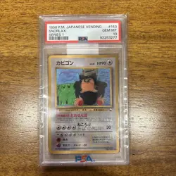 1998 Pokemon Japanese Vending Series 1 #143 Snorlax PSA 10 GEM MINT - Image 1