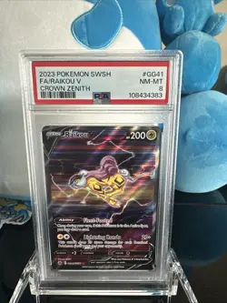 Pokemon TCG: Raikou V GG41/GG70 Crown Zenith Galarian Gallery PSA 8 - Image 1
