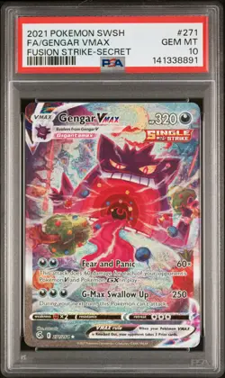 2021 POKEMON SWORD & SHIELD FUSION STRIKE SECRET FULL ART/GENGAR VMAX PSA 10 - Image 1