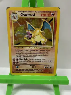 Pokemon Charizard 120 HP Holo Rare Base Set 4/102 Wizards 1999 English - Image 1
