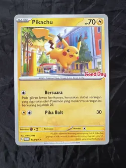 Rare Pokemon Pikachu Good Day Promo Indonesian, 148 SV-P - Image 1