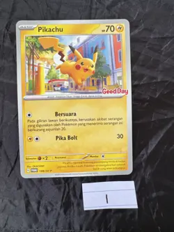 Rare Pokemon Pikachu Good Day Promo Indonesian, 148 SV-P - Image 3