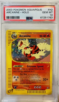 Pokemon Arcanine Aquapolis Holo Rare #H2 PSA 10 Gem Mint - Image 1